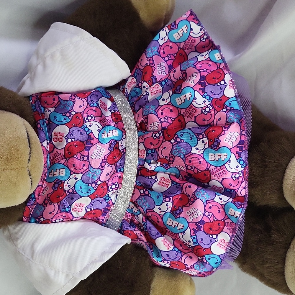 Valentines Build a Bear Heart Dress Purple Message Hearts